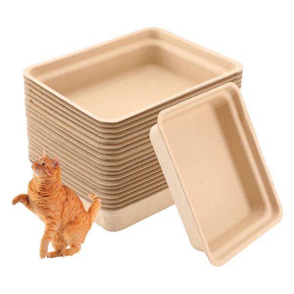 Twlead Disposable Cat Litter Box 20 Pack Brown