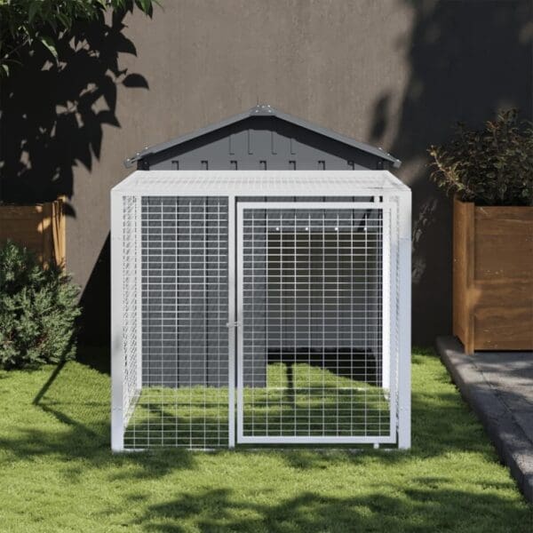 Chicken Cage with Run Anthracite Galvanized Steel