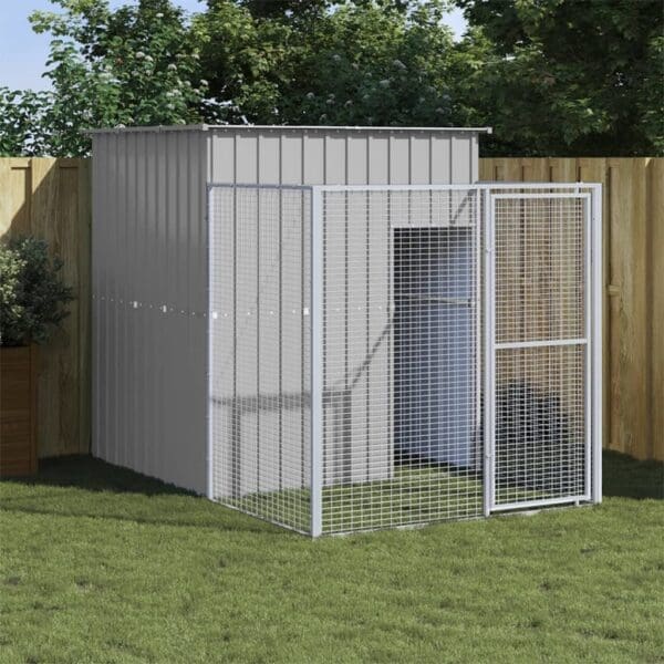 Dog House with Run Light Gray 65x98.8x71.3