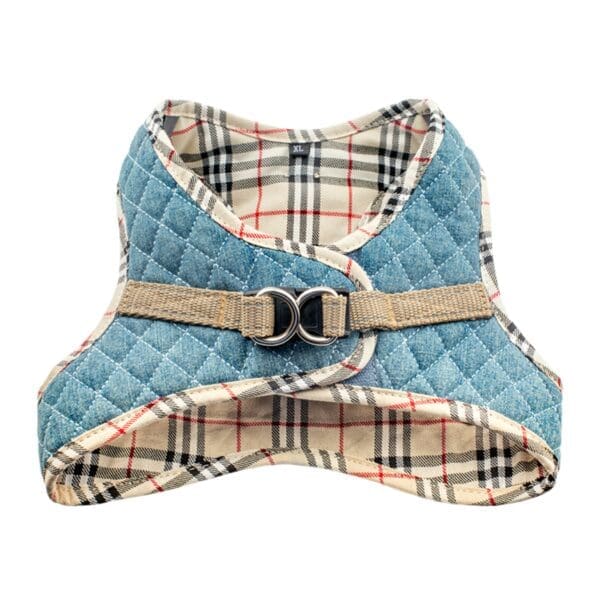 Beige Plaid Step-In Dog Harness XL L M S - XS Beige Plaid