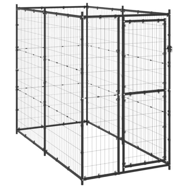 Outdoor Dog Kennel Steel Black