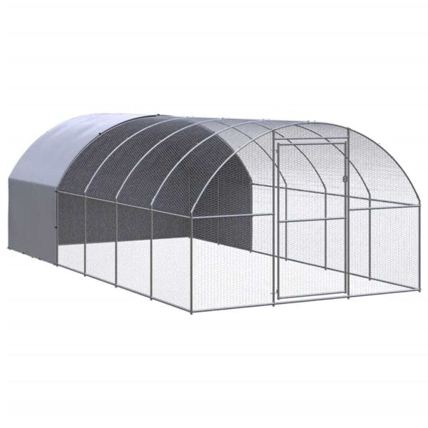 Outdoor Chicken Coop Galvanized Steel Silver