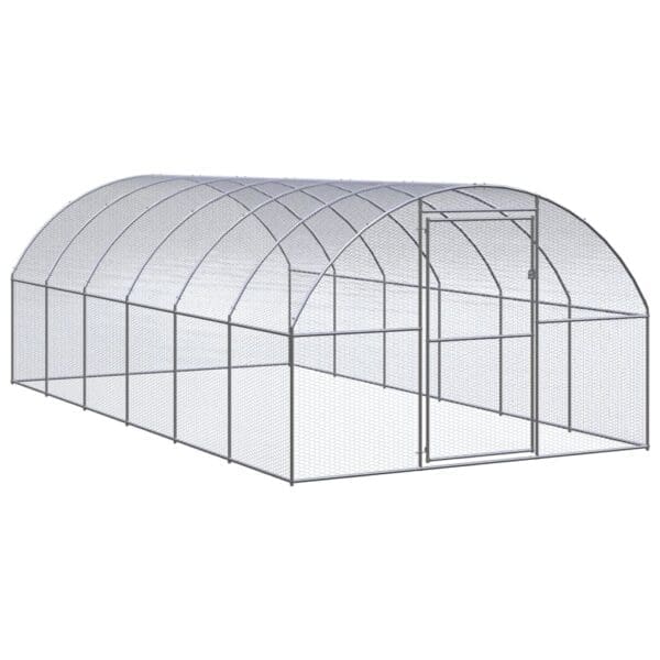 Outdoor Chicken Coop Galvanized Steel Silver