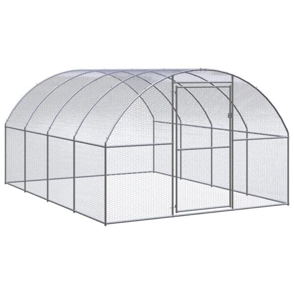 Outdoor Chicken Coop Galvanized Steel Silver