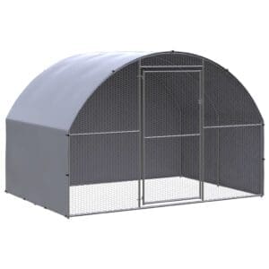 Outdoor Chicken Coop Galvanized Steel Silver