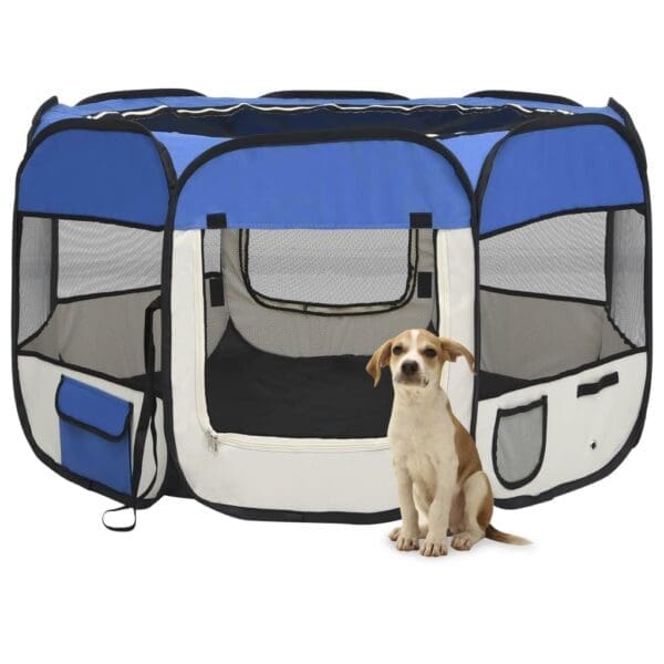 Foldable Dog Playpen Blue