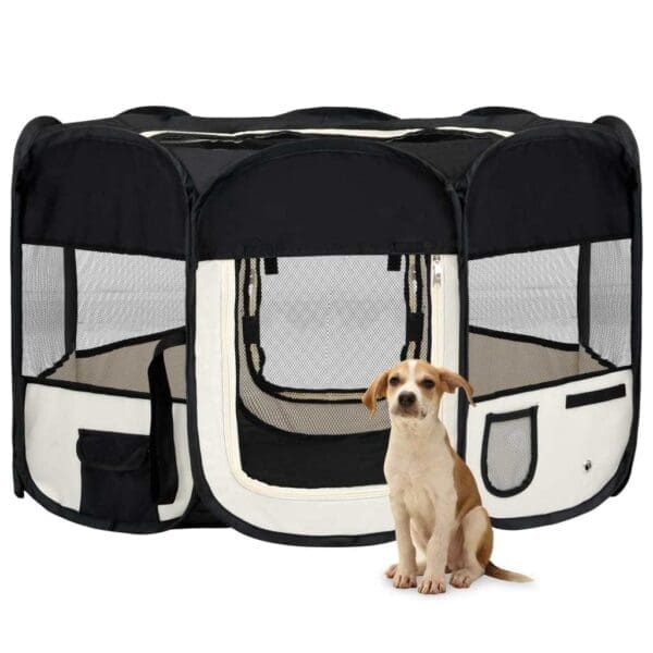 Foldable Dog Playpen Black