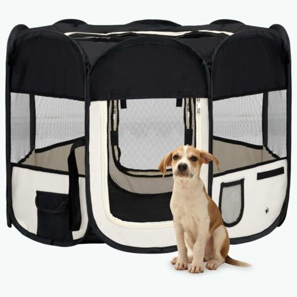 Foldable Dog Playpen Black