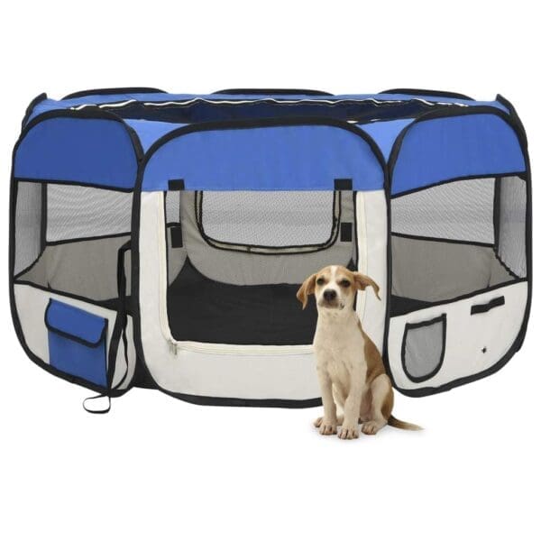 Foldable Dog Playpen Blue