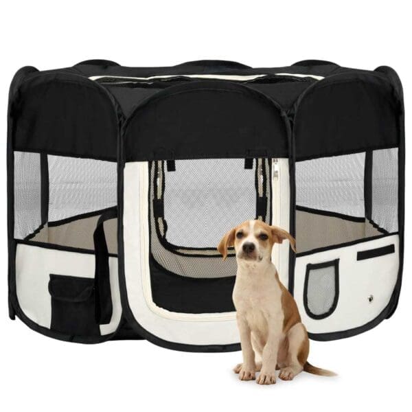 Foldable Dog Playpen Black