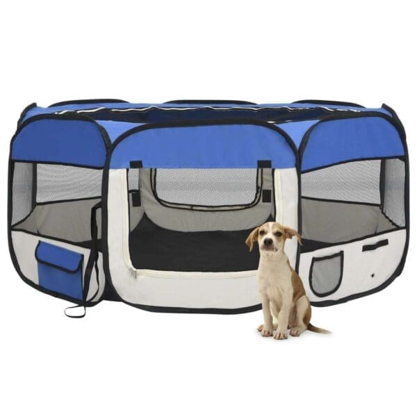 Foldable Dog Playpen Blue