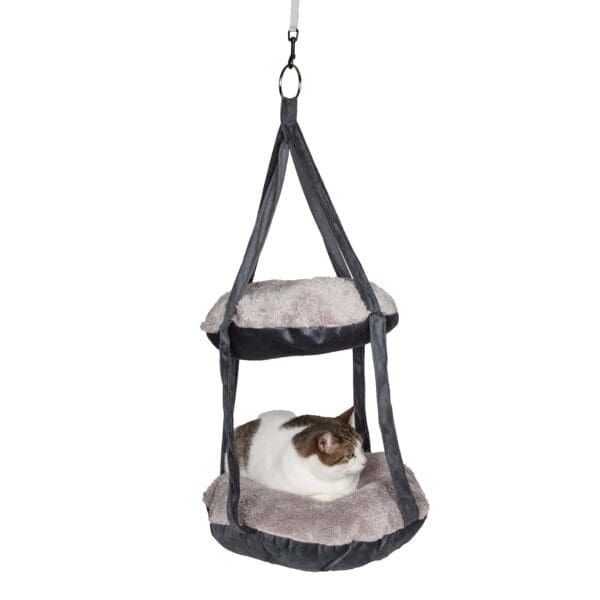 Pet Life Kittyhaus Dual-Lounger Cat Pillow Hammock Grey Brown - grey