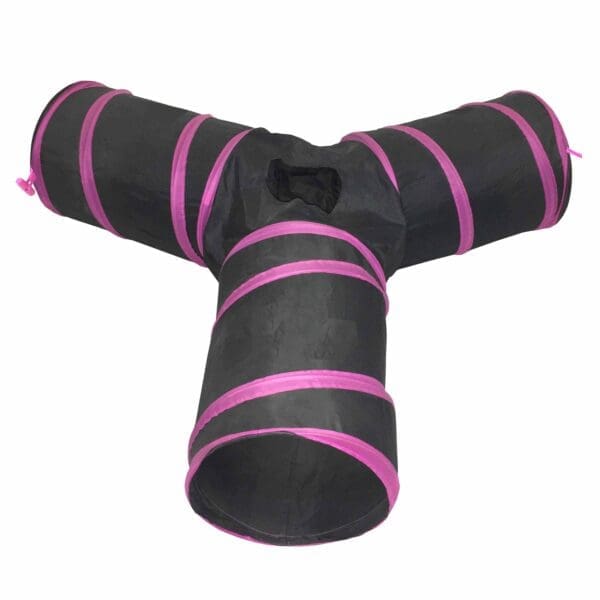 Pet Life 3-Way Kitting-Go-Seek Cat Tunnel Brown-Dark Brown Blue-White Pink-Black - Pink Black