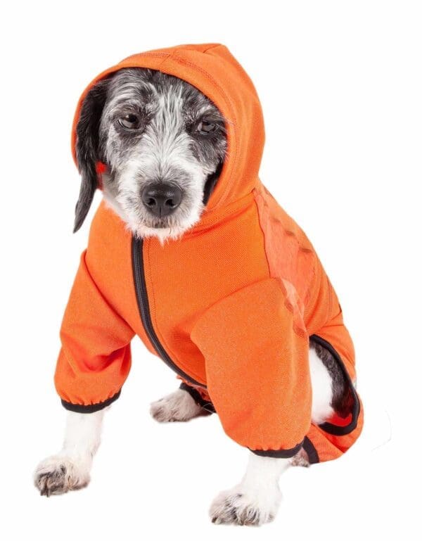 Pet Life Active Pawsterity Stretch Hoodie Pink Blue Black Orange X-Small X-Large Small Medium Large - Orange Medium