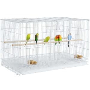 Rolling Wide Bird Cage Divided Breeder Cage White Black