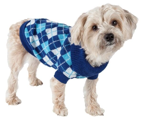 Argyle Style Ribbed Fashion Pet Sweater Medium Small X-Small - X-Small