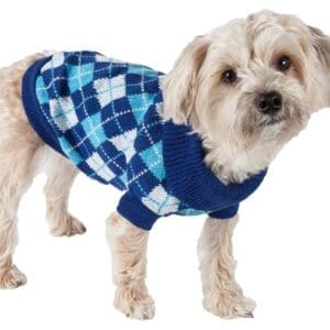 Argyle Style Ribbed Fashion Pet Sweater Medium Small X-Small - Medium