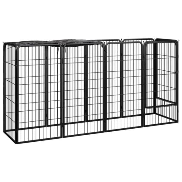 10-Panel Dog Playpen Black