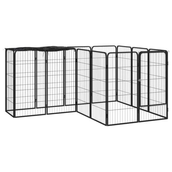 14-Panel Dog Playpen Black