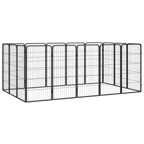 16-Panel Dog Playpen Black