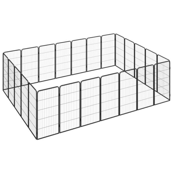 24-Panel Dog Playpen Black