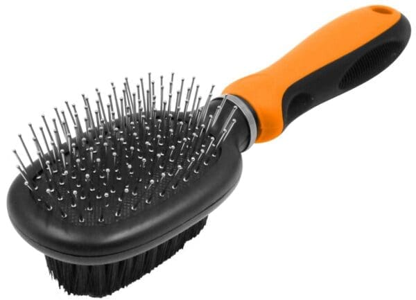 2-in-1 Pin and Bristle Grooming Brush Green, Orange - Image 2