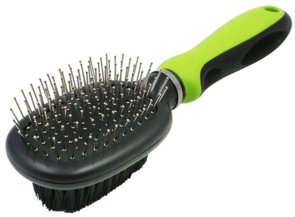 2-in-1 Pin and Bristle Grooming Brush Green Orange