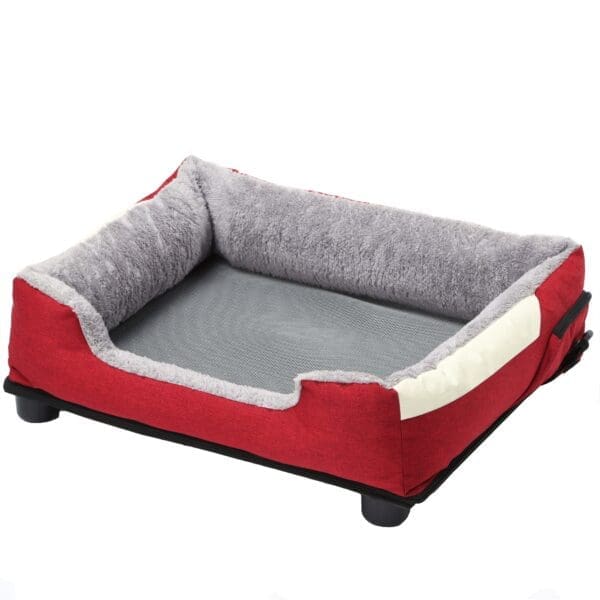 Dream Smart Electronic Heating-Cooling Pet Bed Grey Navy Burgundy Red Mocha Brown M L - Burgundy Red Large