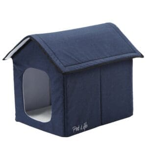 Hush Puppy Smart Collapsible Pet House Navy Beige Grey S L - NAVY Large