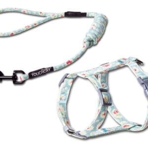 Touchcat Radi-Claw Cat Harness Combo M S Sky Blue Pink Dark Grey - Sky Blue Medium