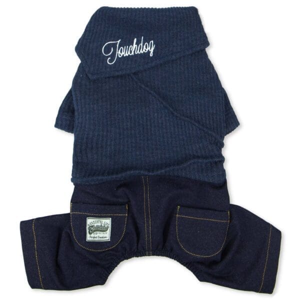 Touchdog Vogue Neck-Wrap Outfit  XL Navy Grey Peach - NAVY X-Small