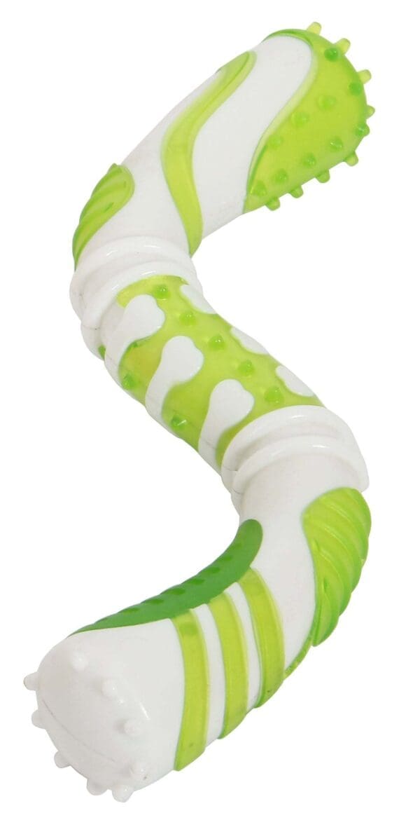 Pet Life Denta-Twist Dental Chew Toy Green Orange Blue - Green