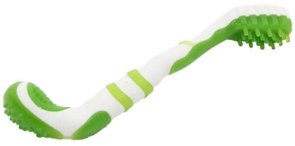 Denta-Brush Tooth Brush Dog Toy Orange Green Blue - Green