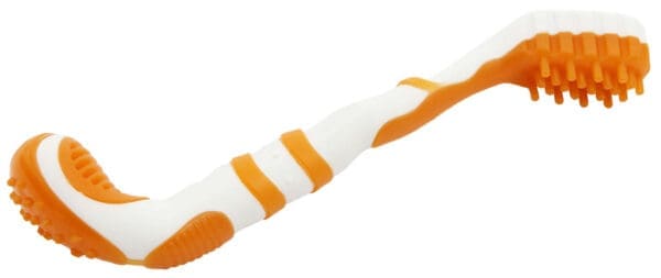 Denta-Brush Tooth Brush Dog Toy Orange Green Blue - Orange