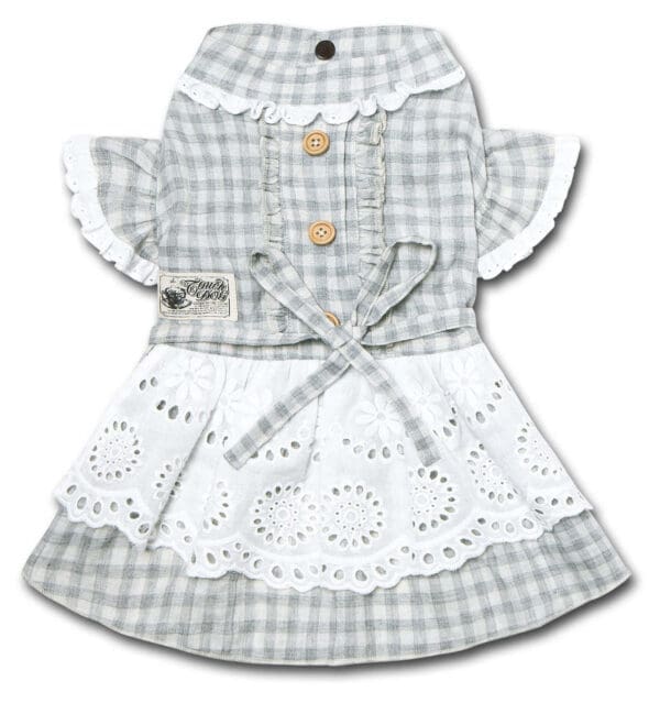 I love Poochi Plaid Dog Dress Grey Blue - grey X-Small