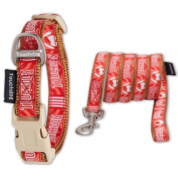 Funny Bun' Embroidered Dog Collar and Leash Red S, M - Image 2