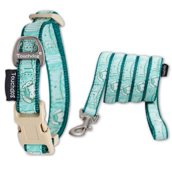 Funny Bun' Embroidered Dog Collar and Leash Green S, M - Image 2