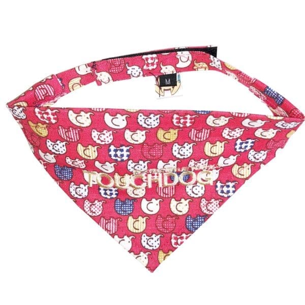 Elephant Patterned Velcro Bandana Aqua Yellow Red - Red Medium