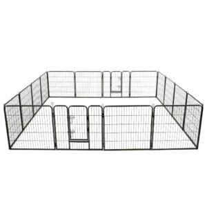 Dog Playpen 16 Panels Steel Black