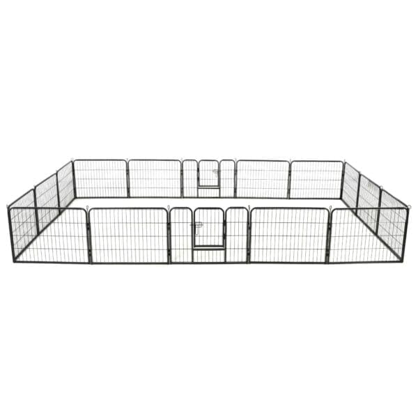 Dog Playpen 16 Panels Steel Black