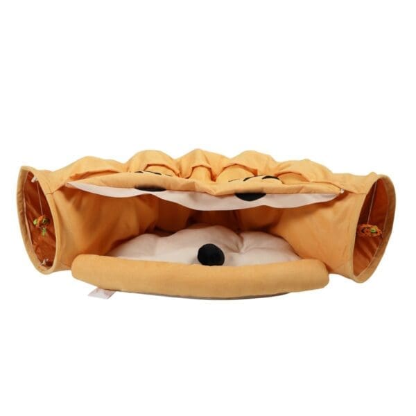 Cats Telescopic Tunnel Cushioned Bed Yellow