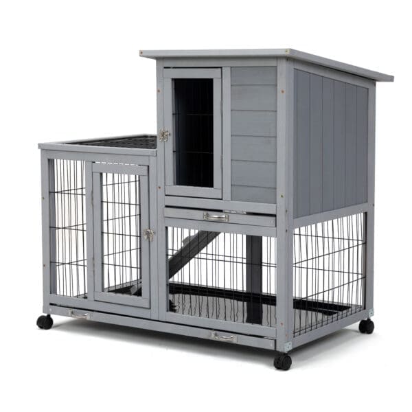 Detachable Rabbit Hutch Gray+White