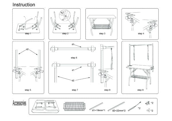 42 Folding Dog Grooming Table Pink