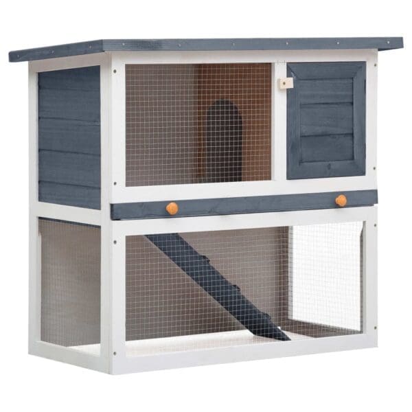 Outdoor Rabbit Hutch Gray Wood