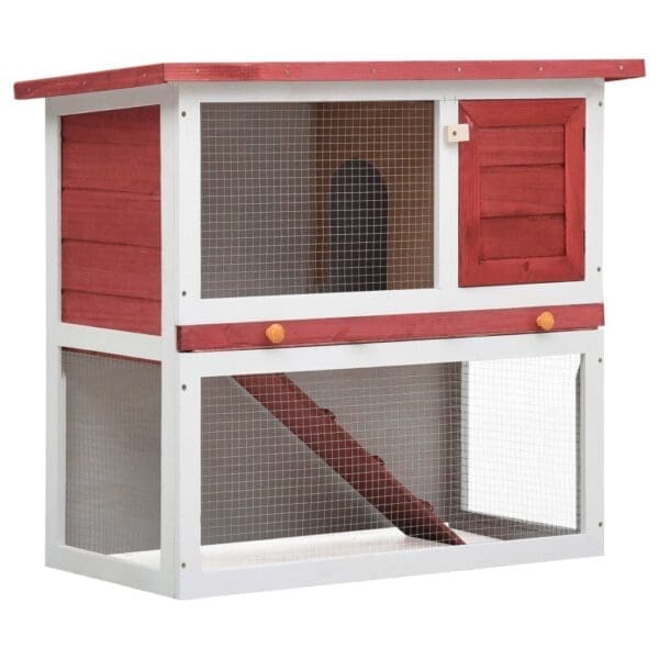 Outdoor Rabbit Hutch 1 Door Red Wood