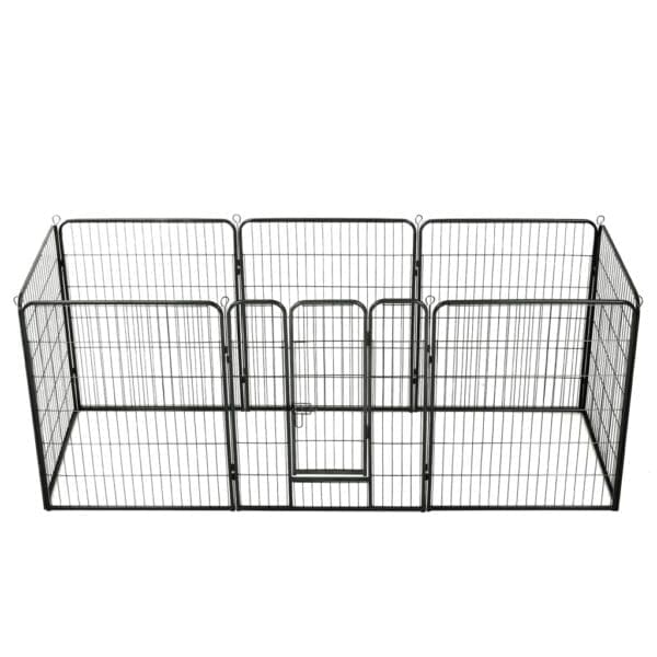 Dog Playpen 8 Panels Steel Black