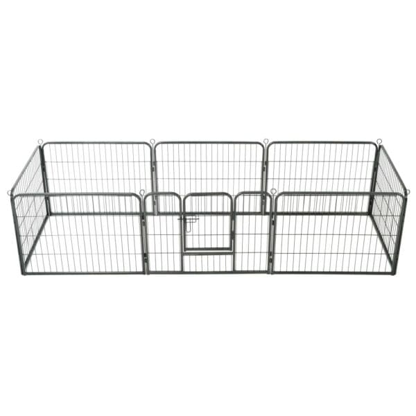 Dog Playpen 8 Panels Steel Black