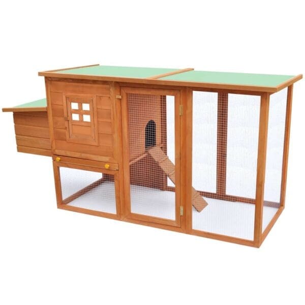 Outdoor Chicken Cage Hen House with 1 Egg Cage Wood Brown