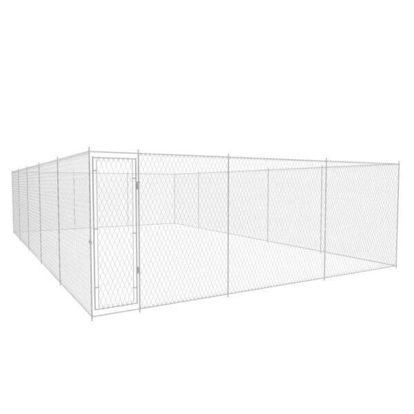 Outdoor Dog Kennel Galvanized Steel Silver