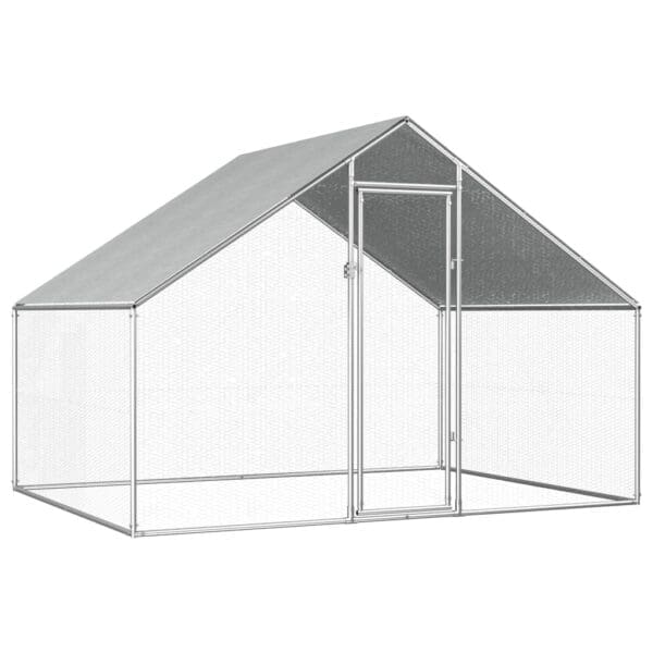 Outdoor Chicken Cage Galvanized Steel Silver